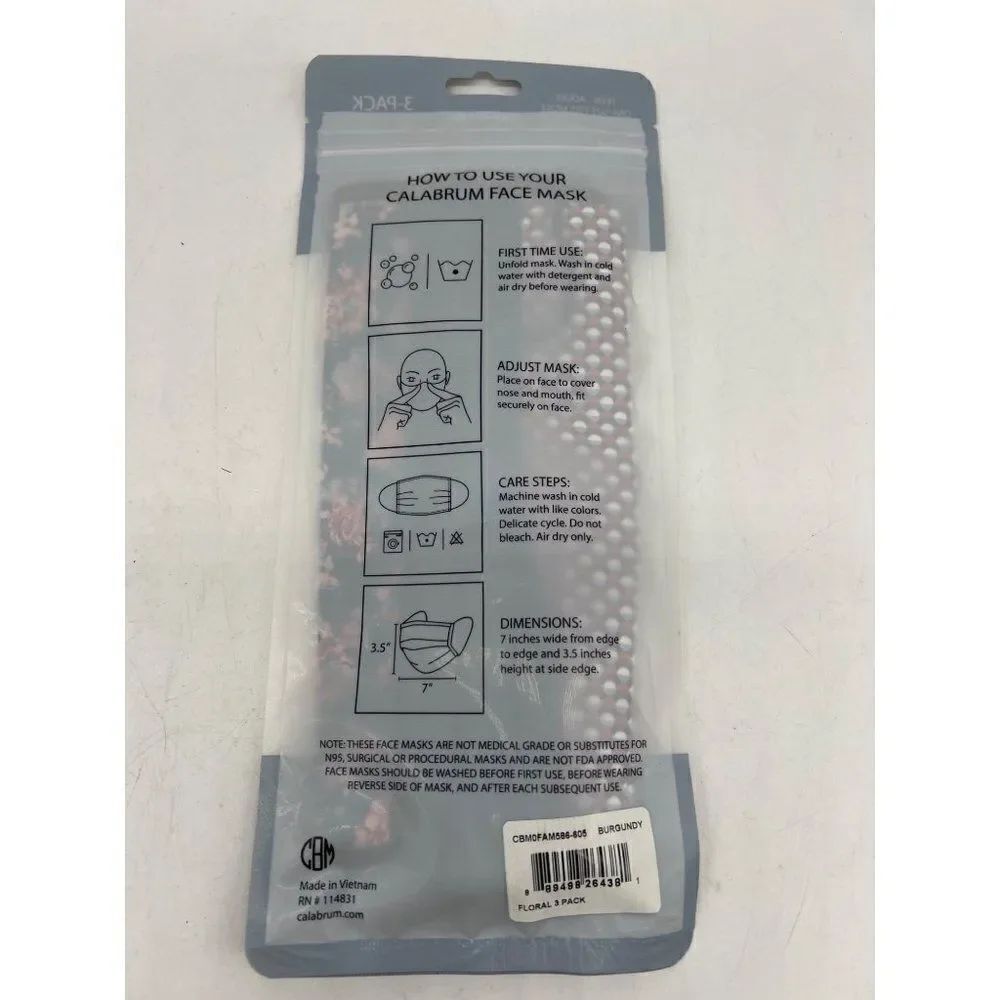 Calabrum Reversible Face Mask 3-Pack OSFM - Picture 2 of 4